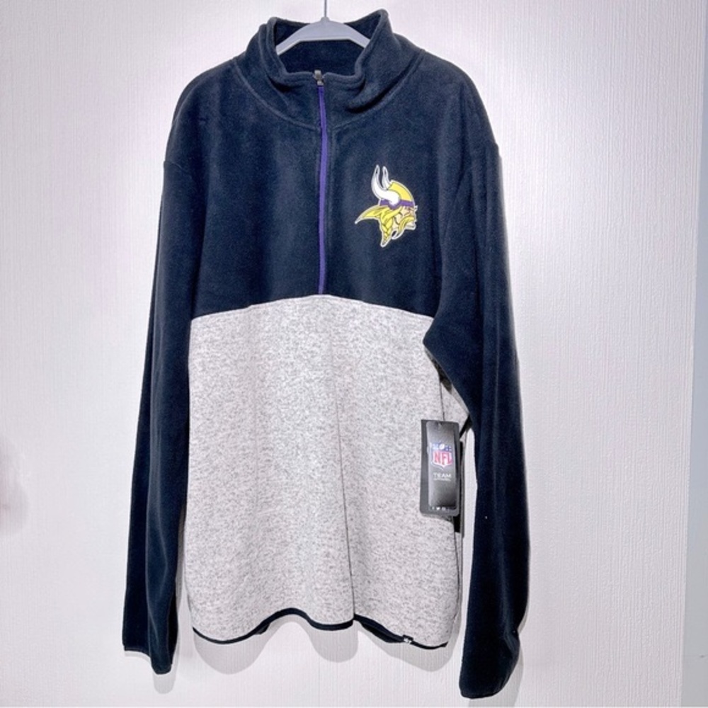 NEW 47 NFL Minnesota Vikings 1/4 Zip Sweater Men’s Size 2X